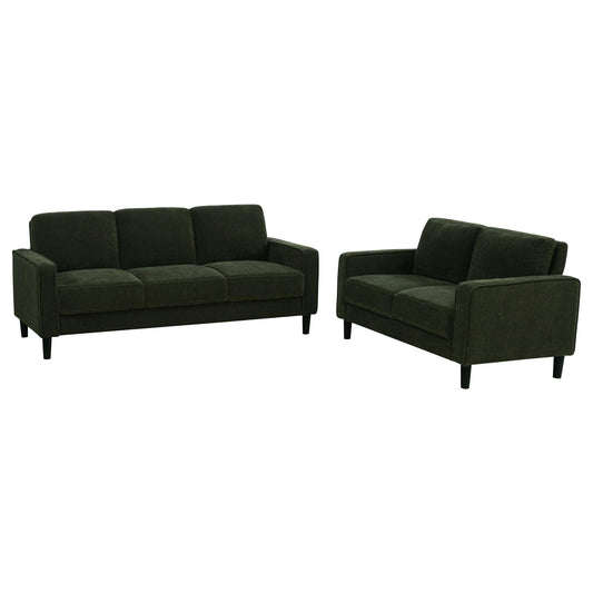 Ruth 2-piece Fabric Upholstered Track Arm Sofa Matcha Green
