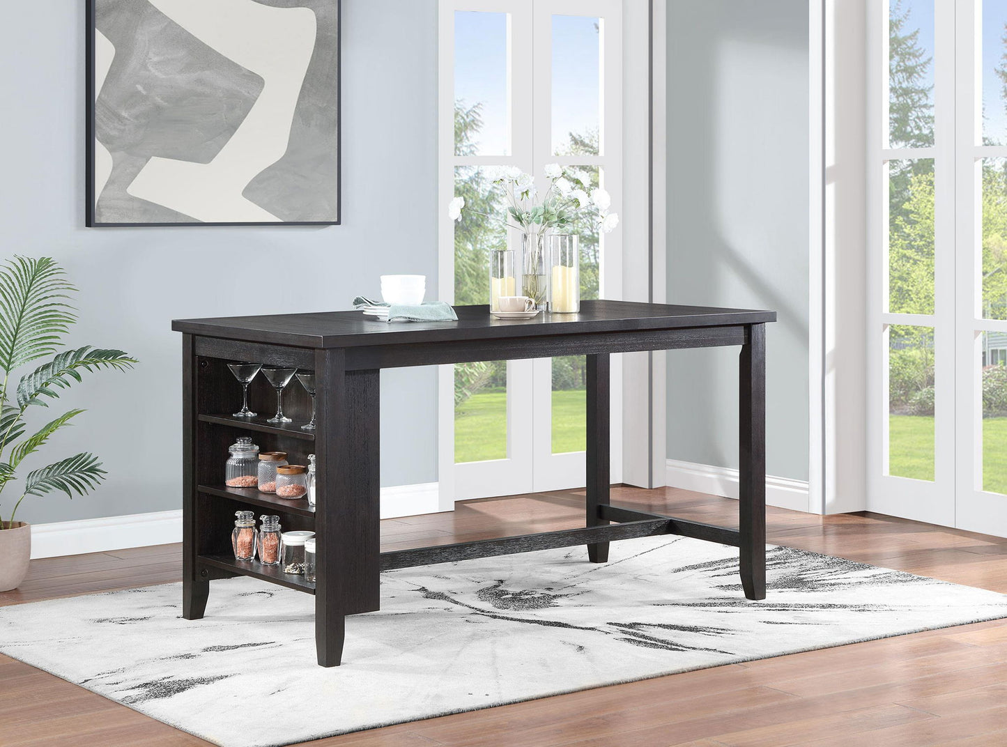 Elliston 66-inch Counter Height Dining Table Dark Grey