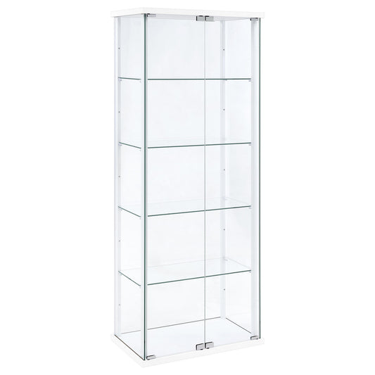 Delphinium 4-Shelf Clear Glass Curio Display Cabinet White