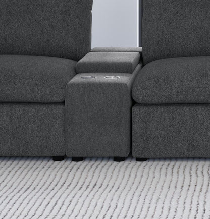Collins Upholstered Modular Storage Console Dark Grey