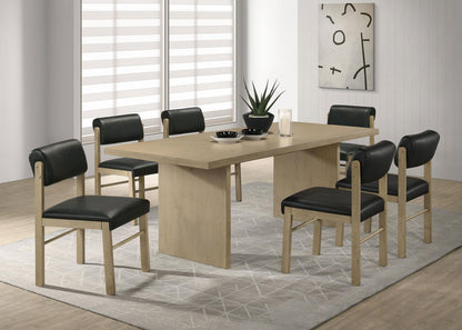 Decker 7-piece 82-inch Rectangular Dining Set Black and Natural Oak
