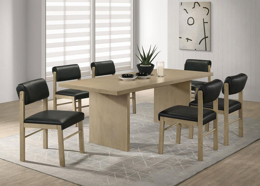 Decker 7-piece 82-inch Rectangular Dining Set Black and Natural Oak
