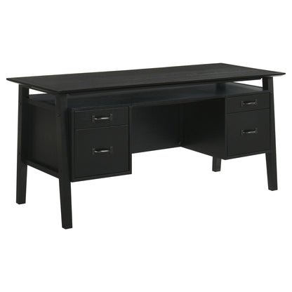 Goodson 64-inch 4-Drawer Double Pedestal Computer Desk Black