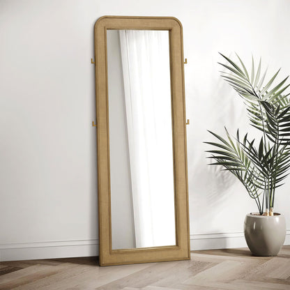 Arini Cane Weave Full Length Standing Floor Mirror Sand Wash