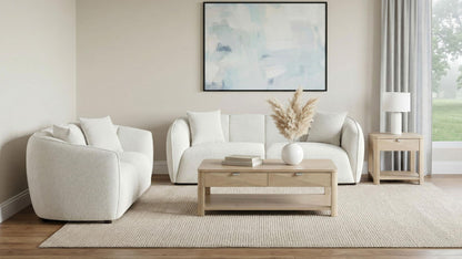 Aleisha 2-piece Chenille Upholstered Sofa Set Ivory