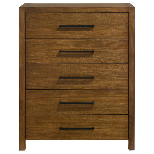 Adderley 5-drawer Bedroom Chest of Drawers Warm Brown