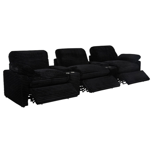 Collins 5-Piece Power Reclining Home Theater Seating Black