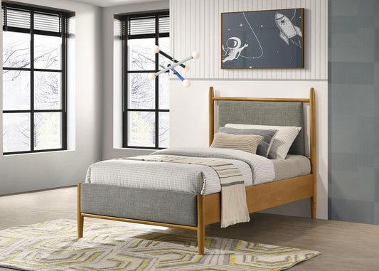 Mason 46-inch Twin Panel Platform Bed Grey and Light Brown