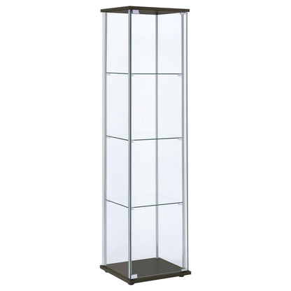 Bellatrix 3-shelf Clear Glass Curio Cabinet Cappuccino